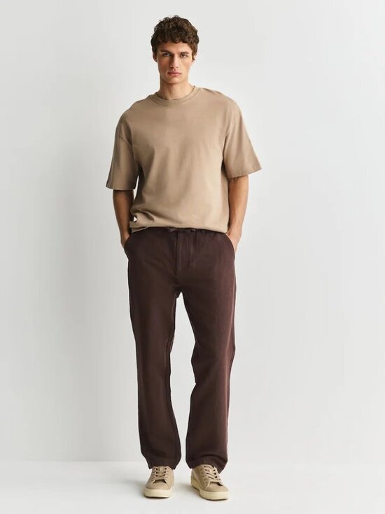 WILLIT Other - New Willit Burgundy Red Straight Fit Cotton Linen Blend Twill Chino Trousers